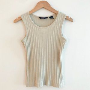 JOU JOU CREAM RIBBED TANK TOP SIZE M